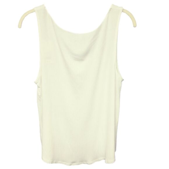 Womens Small White Tank Top Ivory Stretch Scoop Neck Knit Casual Layering Tee - Picture 1 of 12